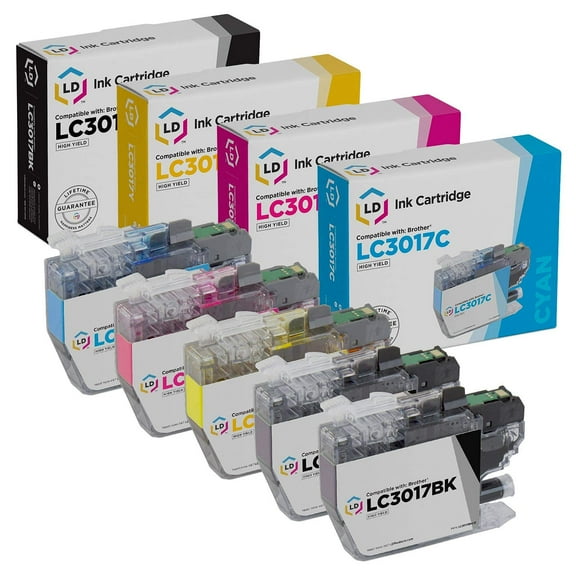 LD Compatible Replacement for Brother LC3017 Set of 5 HY Ink Cartridges: Black Cyan Magenta Yellow