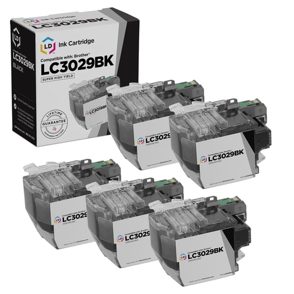 LD Products Compatible Replacement Brother LC3029BK Super High Yield Black Ink Cartridges 5-Pack
