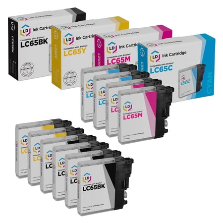 LD Products Compatible Replacement 10 Pack LC65 Black & Color Ink Cartridge Set for Brother Printer
