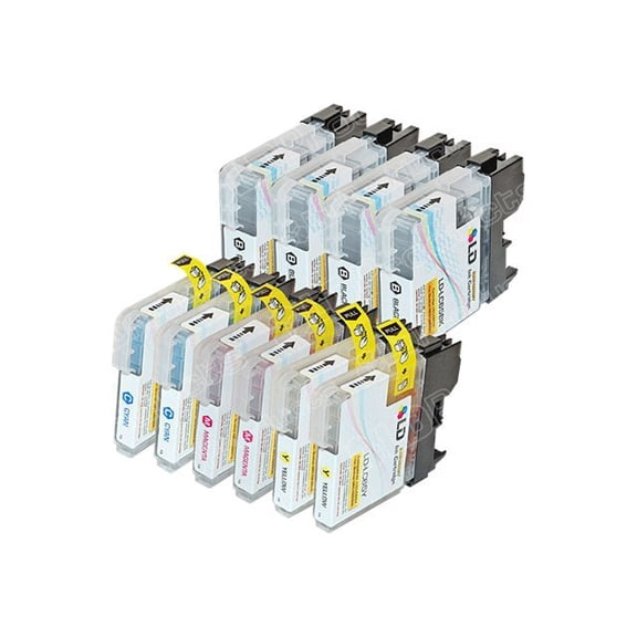 LD Brother Compatible LC65 Bulk Set of 10 High Yield Ink Cartridges: 4 Black & 2 each of Cyan / Magenta / Yellow for use