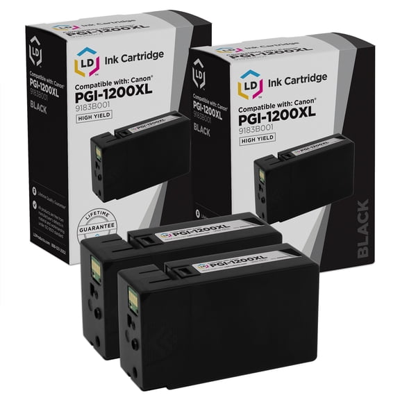 LD Compatible Ink Cartridge Replacement for Canon PGI-1200XL 9183B001 High Yield (Black, 2-Pack)