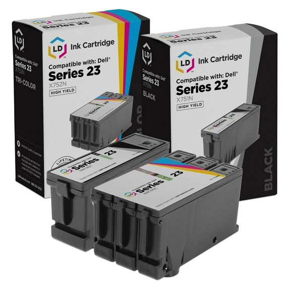 LD Compatible Ink Cartridge Replacement for Dell V515w Series 23 High Yield (1 Black, 1 Color, 2-Pack)