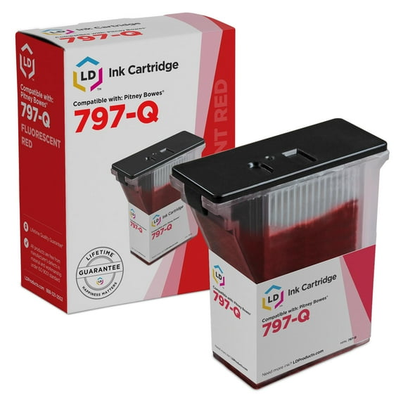 LD Products Compatible Replacement 797-Q Fluorescent Red Ink Cartridge for Pitney Bowes Printer