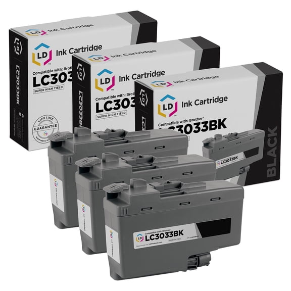 LD Products Compatible Replacement Brother LC3033BK Super High Yield Black Ink 3-Pack for MFC-J995DW