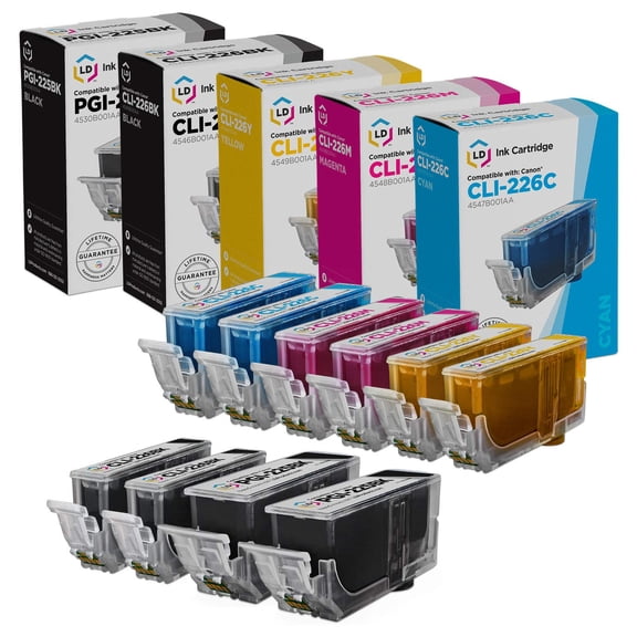 LD Compatible Ink Cartridge Replacements for Canon PGI-225 & CLI-226 (2 Pigment Black, 2 Dye Black, 2 Cyan, 2 Magenta, 2 Yellow, 10-Pack)