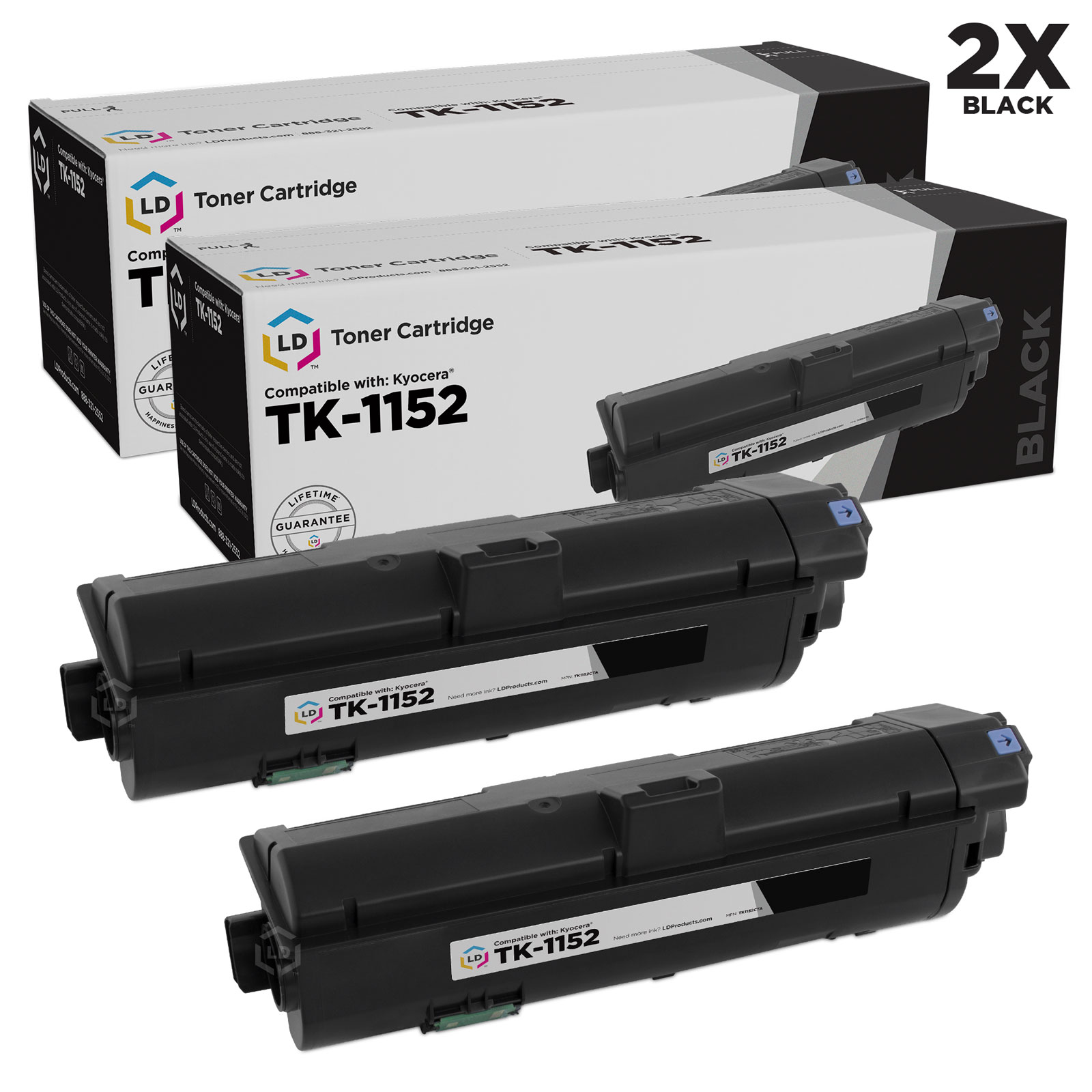 LD Compatible Kyocera TK-1152 (1T02RV0US0) Pack of 2 Black Laser Toner Cartridges for use in M2635dw - image 1 of 2