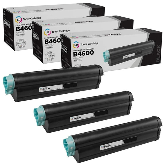 LD Compatible Okidata 43502001 / Type 9 Set of 3 High Yield Black Toner Cartridges for use in OKI B Printer Series