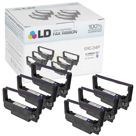 LD Products Compatible POS Ribbon Cartridge Replacement for Epson ERC-34P (Purple, 6-Pack)