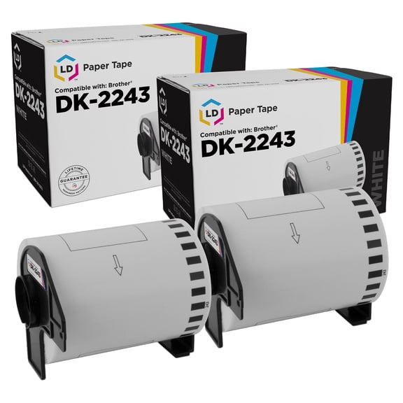 LD Compatible Replacement Set of 2 DK-2243 White Paper Tape Roll for Brother QL-1050 QL-1050