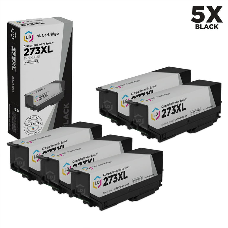 LD Compatible Replacement for Epson 273XL / T273XL020 Pack of 5 High Yield  Black Cartridges for use in Expression XP-520, XP-600, XP-610, XP-620, XP-800,  XP-810 & XP-820 
