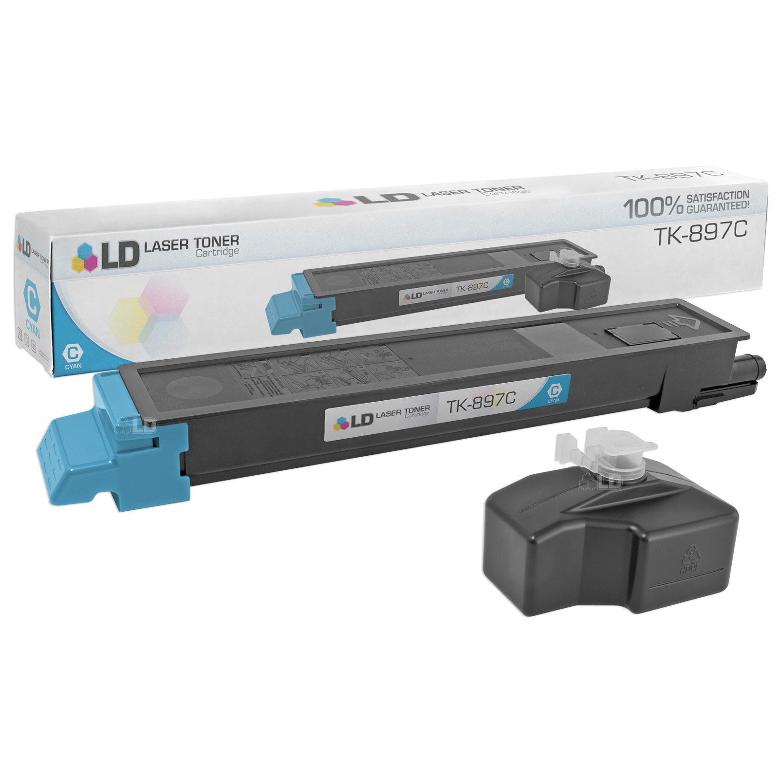 LD Compatible Replacement for Kyocera-Mita TK-897C Cyan Laser Toner Cartridge for use in Kyocera-Mita TASKalfa 205c, 255, 255c, FS-C8520MFP, and FS-C8525MFP s - image 1 of 1