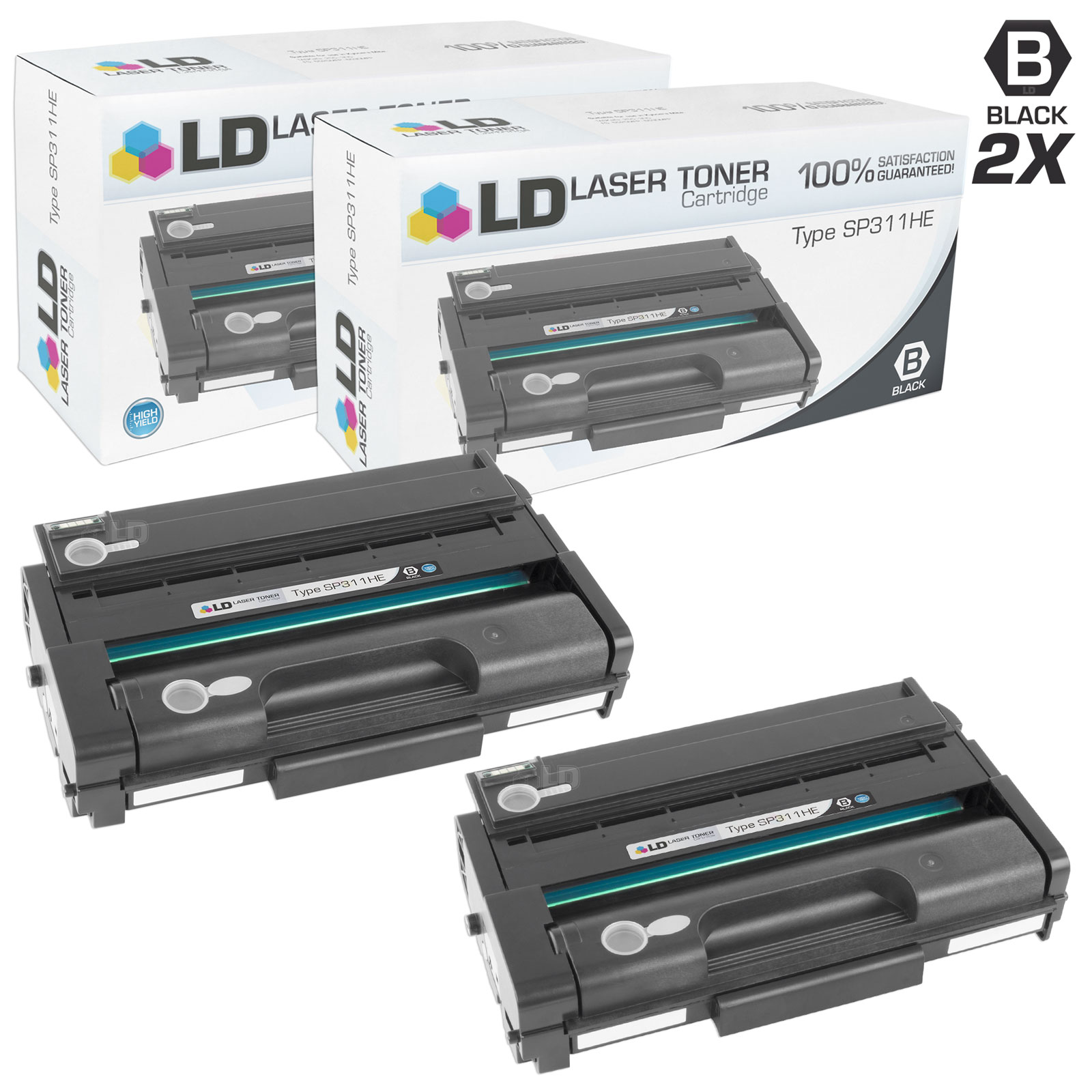 LD Compatible Replacement for Ricoh 407245 High Yield Black Toner Cartridge 2-Pack for SP 311DNw, SP 311SFNw, SP 325 DNw, SP 325 SFNw, SP 325DNw, SP 325SFNw - image 1 of 7