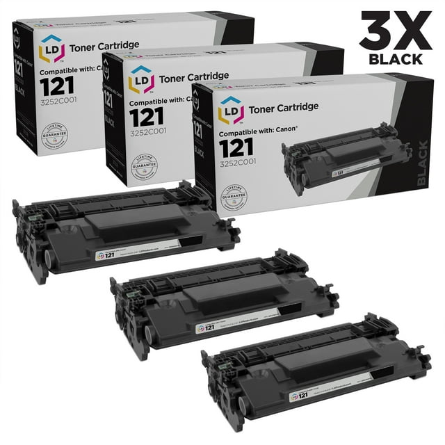 LD Compatible Replacement for Canon 121 / 3252C001 High Capacity Black Toner Cartridges 3-Pack for imageCLASS D1620, D1650