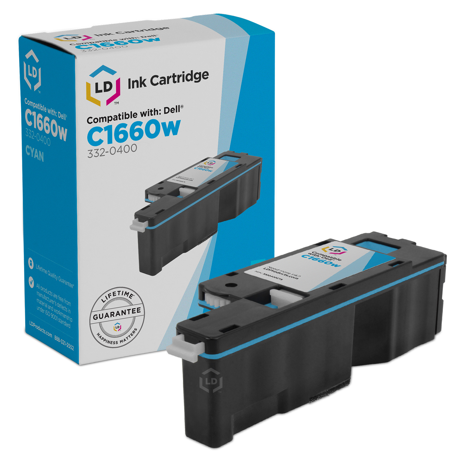 LD Compatible Replacement for Dell 332-0400 / 5R6J0 Cyan Laser Toner Cartridge for use in Dell Color Laser C1660w - image 1 of 6