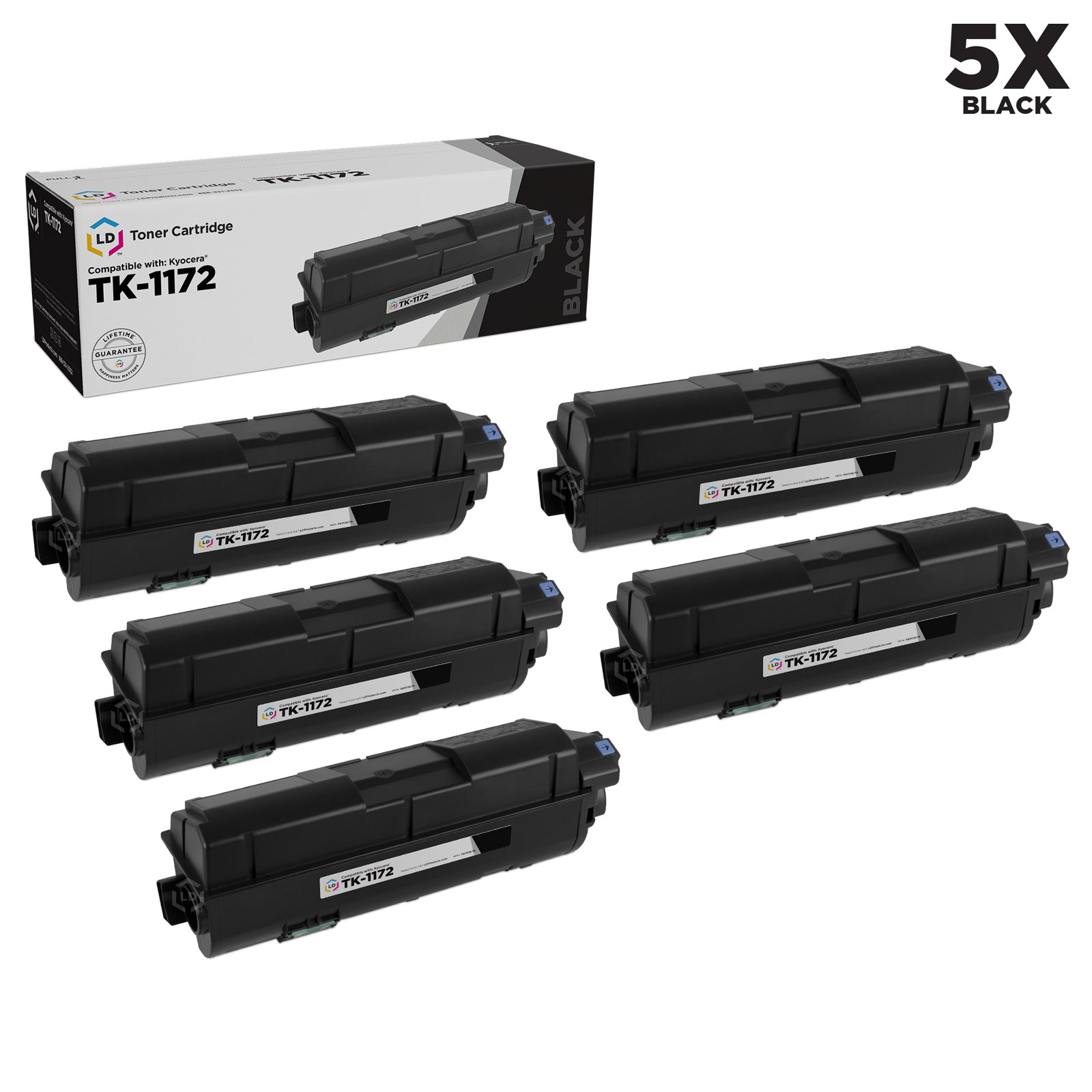 LD Compatible Replacement for Kyocera TK-1172 (1T02S50US0) Pack of 5 Black Laser Toner Cartridges for use in M2040dn, M2540d, M2540dw & M2640idw - image 1 of 2