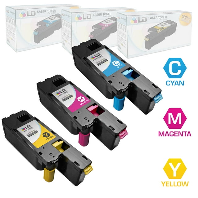 LD Compatible Replacements for Dell Color Laser C1660w Set of 3 Laser Toner Cartridges Includes: 1 332-0400 Cyan, 1 332-0401 Magenta, and 1 332-0402 Yellow
