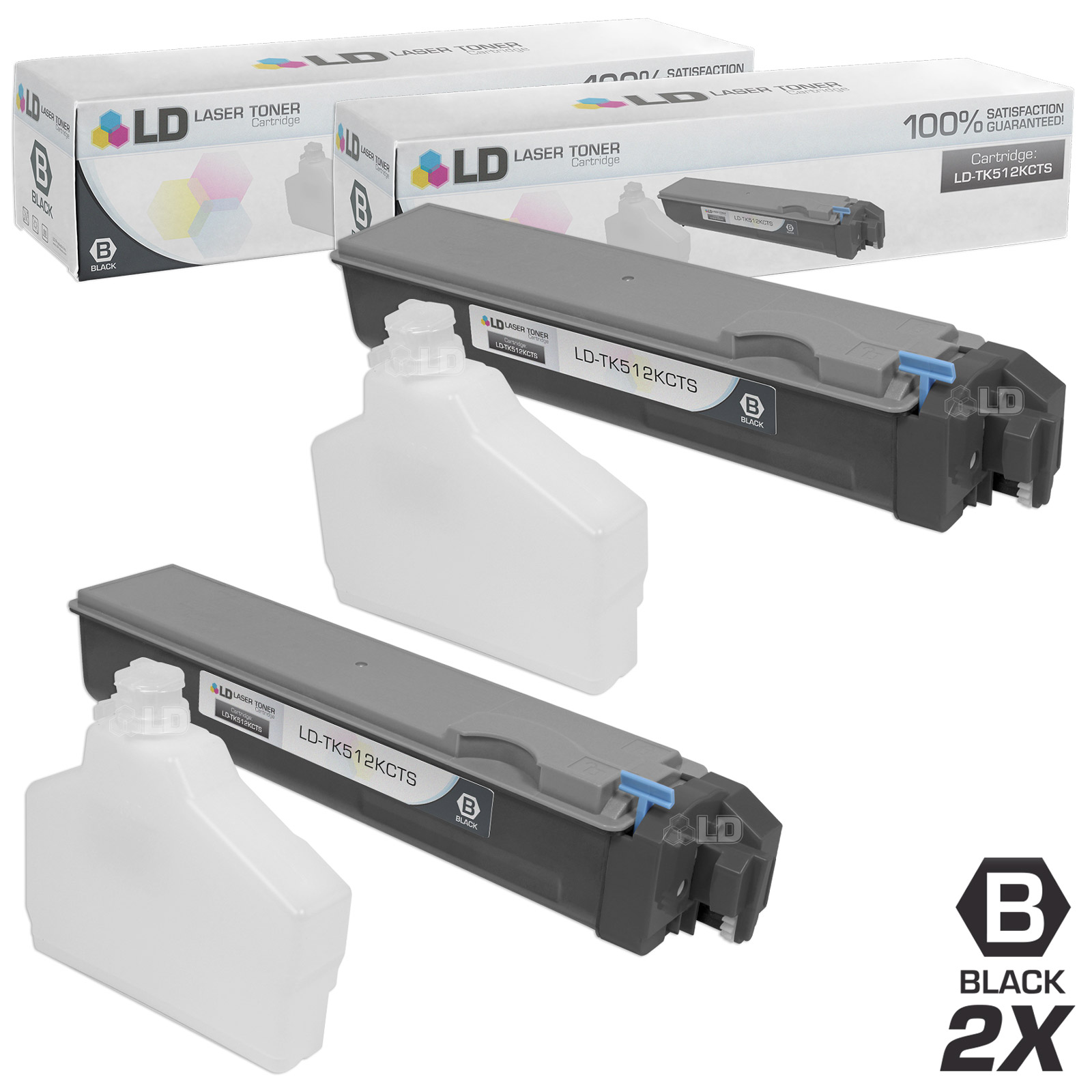 LD Compatible Replacements for Kyocera-Mita TK-512K Set of 2 Black Laser Toner Cartridges for use in Kyocera-Mita FS-C5020N, FS-C5025N, and FS-C5030N s - image 1 of 1