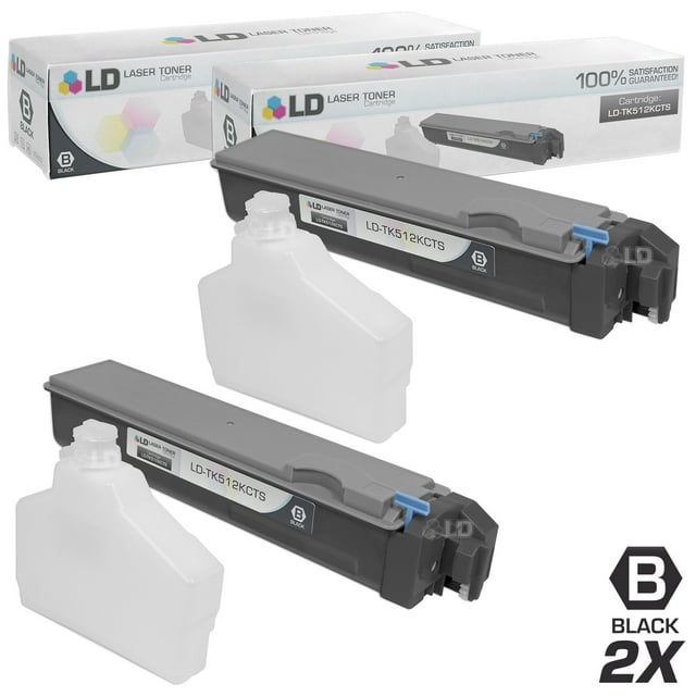 LD Compatible Replacements for Kyocera-Mita TK-512K Set of 2 Black Laser Toner Cartridges for use in Kyocera-Mita FS-C5020N, FS-C5025N, and FS-C5030N s