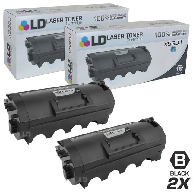 LD Compatible Replacements for Dell 331-9756 (X5GDJ) Set of 2 HY Black Laser Toner Cartridges for use in Dell Laser B5460dn, and B5465dnf s