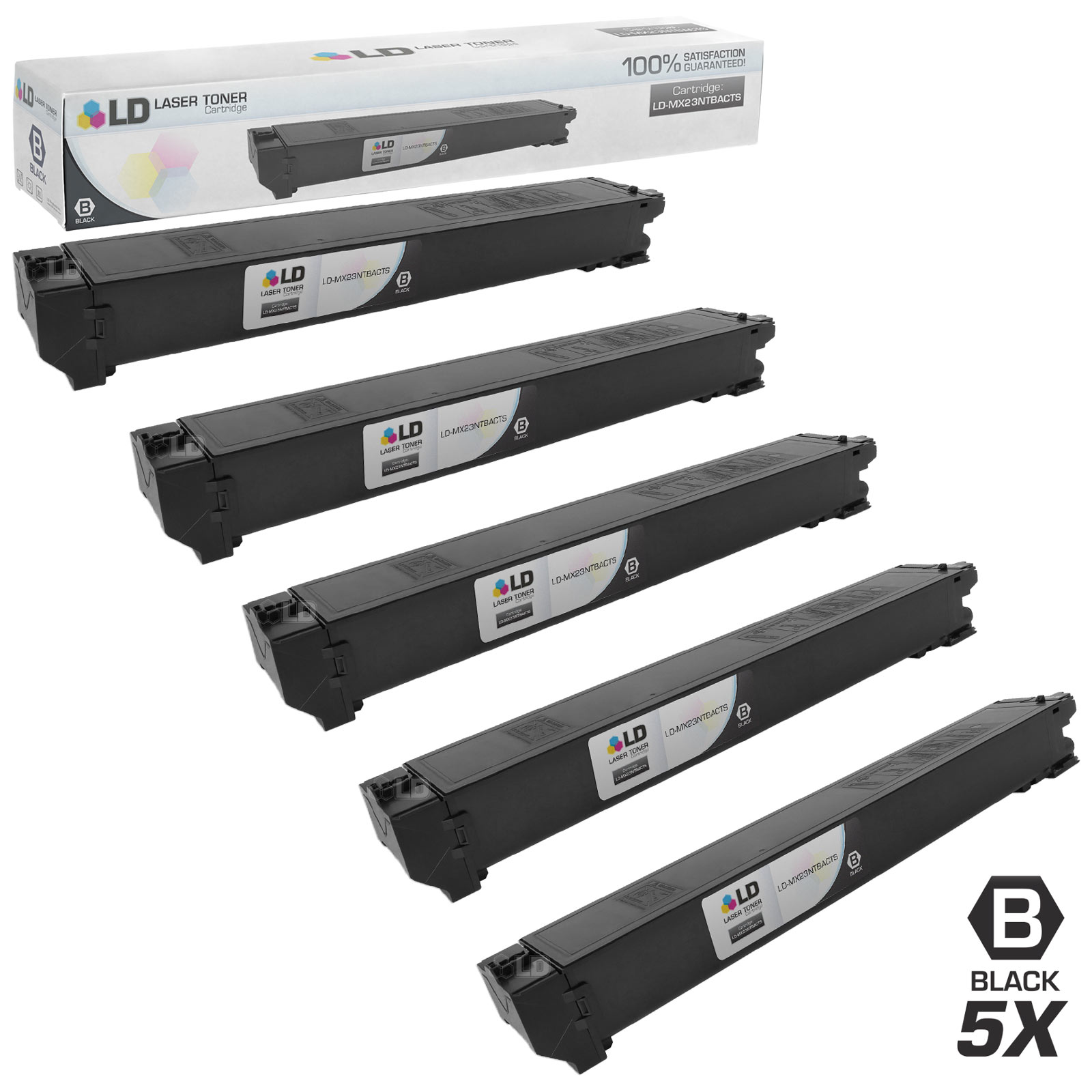 LD Compatible Replacements for Sharp MX-23NTBA Set of 5 Black Laser Toner Cartridges for use in Sharp MX-2310U, MX-2616N, MX-3111U, and MX-3116N s - image 1 of 1