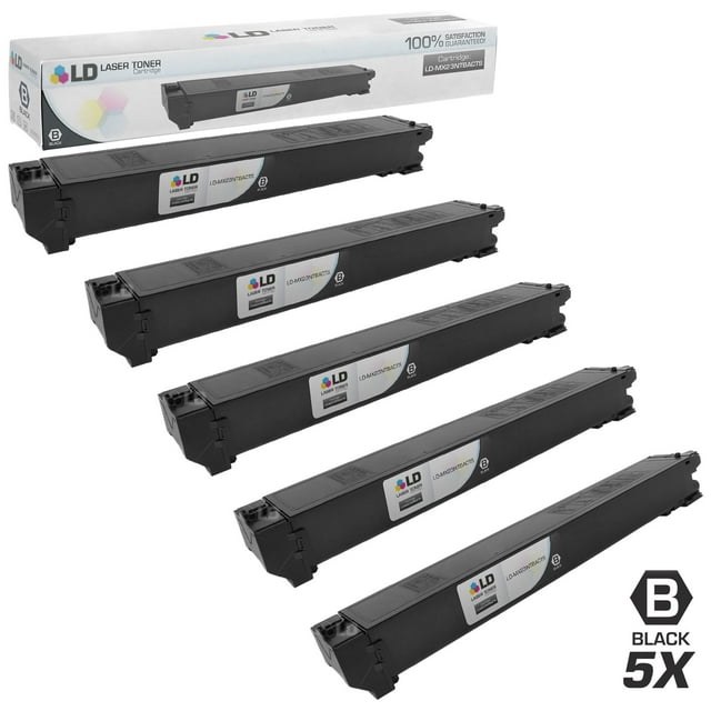 LD Compatible Replacements for Sharp MX-23NTBA Set of 5 Black Laser Toner Cartridges for use in Sharp MX-2310U, MX-2616N, MX-3111U, and MX-3116N s