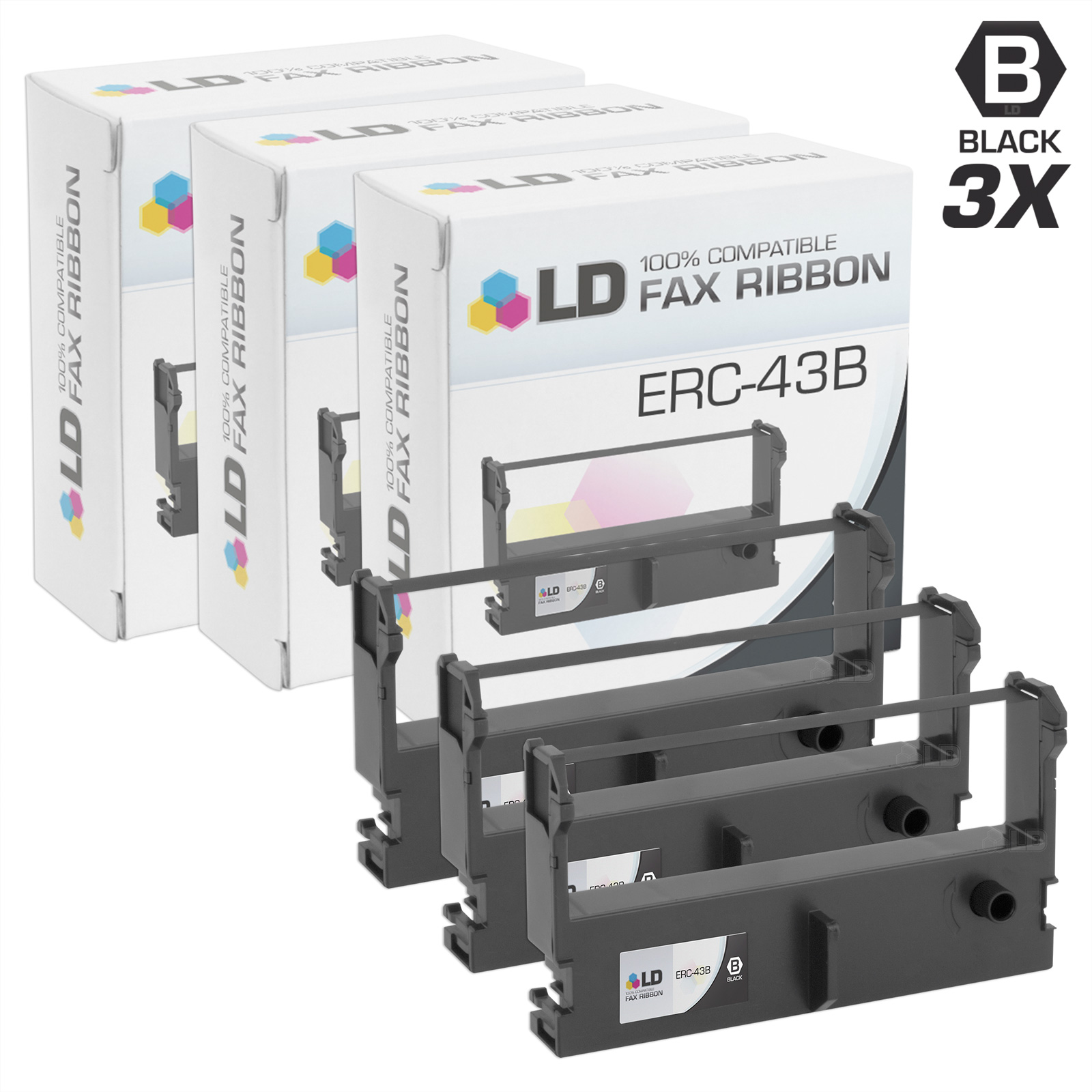 LD Compatible Ribbon Cartridge Replacement for Epson ERC-43 (Black, 3-Pack) - image 1 of 1