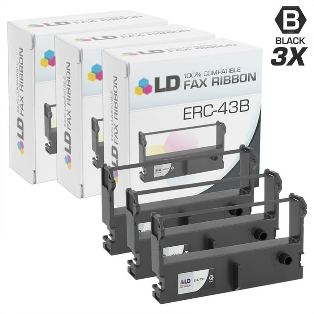 LD Compatible Ribbon Cartridge Replacement for Epson ERC-43 (Black, 3-Pack)