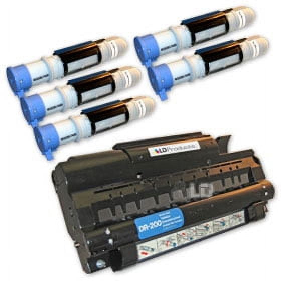 LD Compatible Toner Cartridge & Laser Black Unit Replacements for TN200HL & DR200 (5 Toners, 1 Drum, 6-Pack)