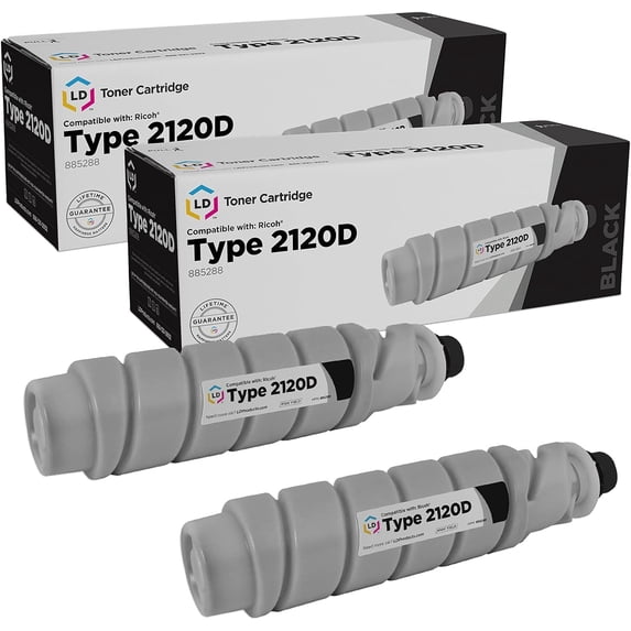 LD Compatible Toner Cartridge Replacement for Ricoh 885288 Type 2120D High Yield (Black, 2-Pack) Compatible with Aficio 1022 1027 2022 2027 2032 3025 3025P 3025SP 3030 3030P 3030
