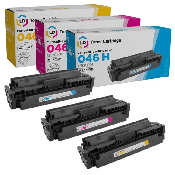 LD Compatible Replacement Canon 046H Toner 3PK: 1253C001 Cyan, 1252C001 Magenta & 1251C001 Yellow