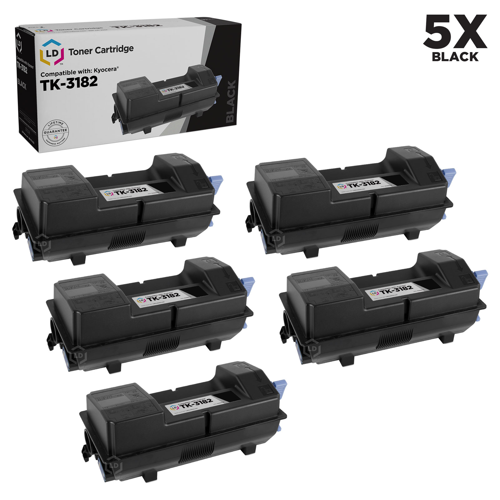 LD Compatible Toner Cartridge Replacement for Kyocera TK-3182 1T02T70US0 (Black, 5-Pack) - image 1 of 1