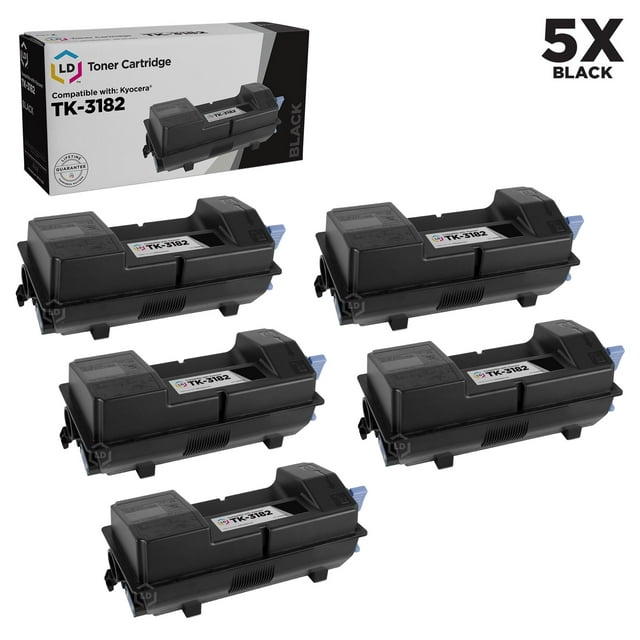 LD Compatible Toner Cartridge Replacement for Kyocera TK-3182 1T02T70US0 (Black, 5-Pack)