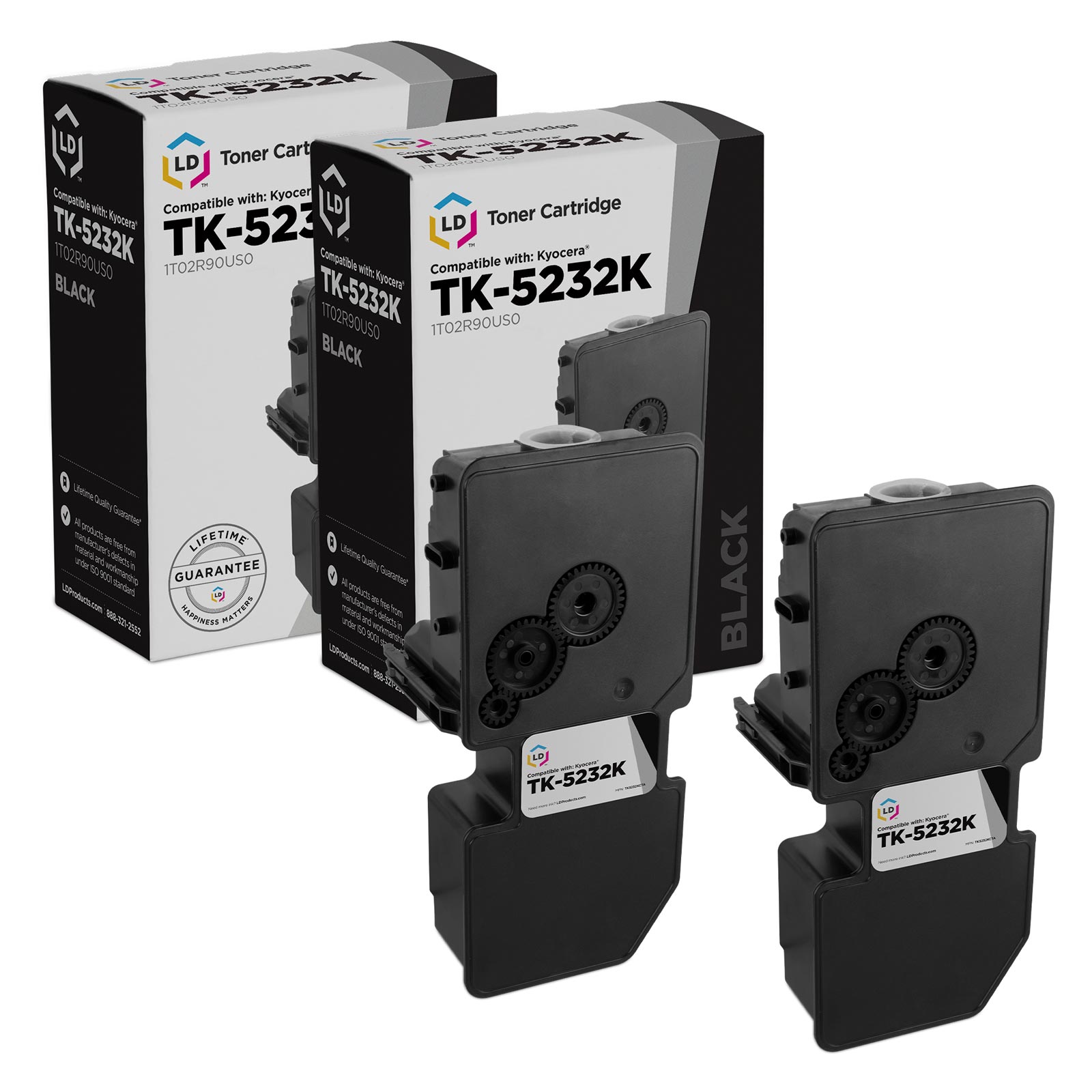 LD Compatible Toner Cartridge Replacement for Kyocera TK-5232K 1T02R90US0 (Black, 2-Pack) - image 1 of 7