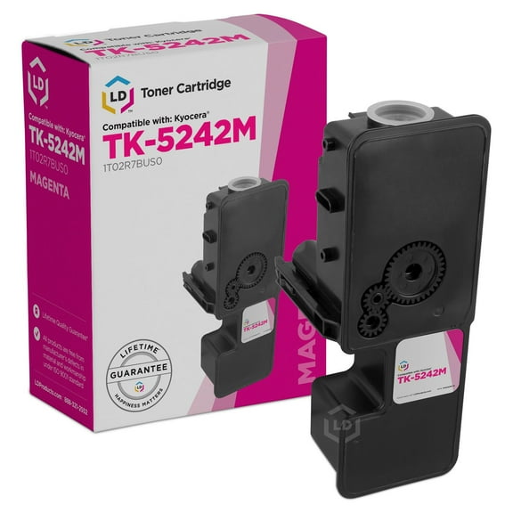 LD Compatible Toner Cartridge Replacement for Kyocera TK-5242M 1T02R7BUS0 (Magenta)