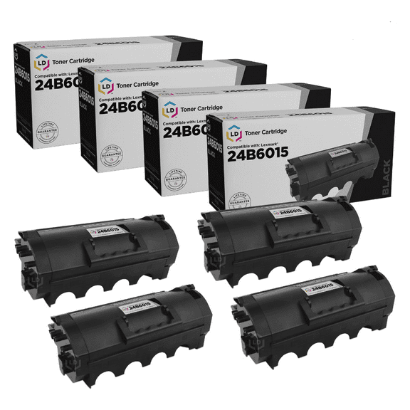 LD Compatible Toner Cartridge Replacements for Lexmark 24B6015 (Black, 4-Pack)