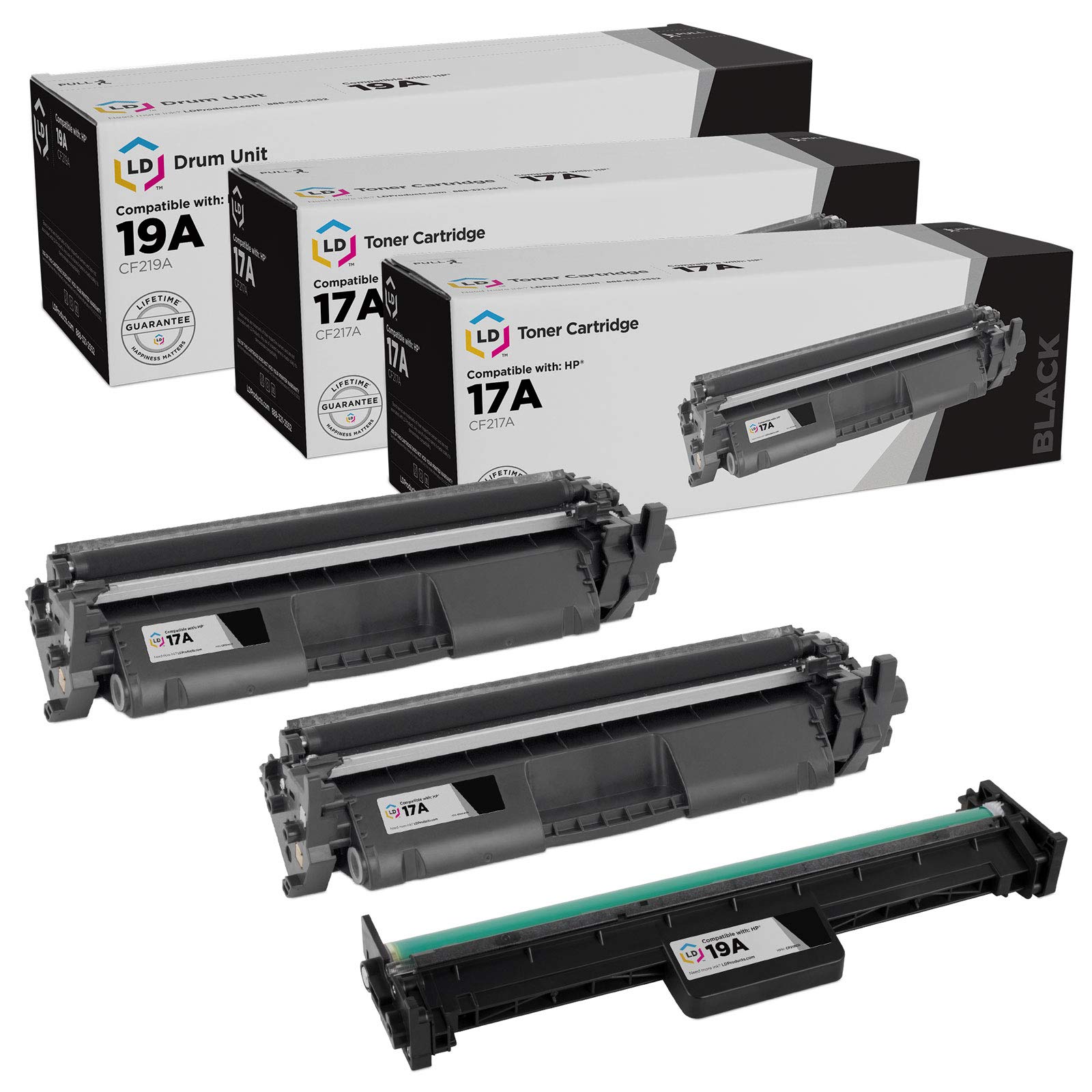 Repuesto Impresora LaserJet Pro Toner Hp Laserjet Pro M102a LCL 17A CF217A Cartucho De Tóner Compatible 19A CF219A Tambor (3Pack, 2Toner 1Tambor) Reemplazo Para HP LaserJet Pro M102 M102a M102w LaserJet Pro