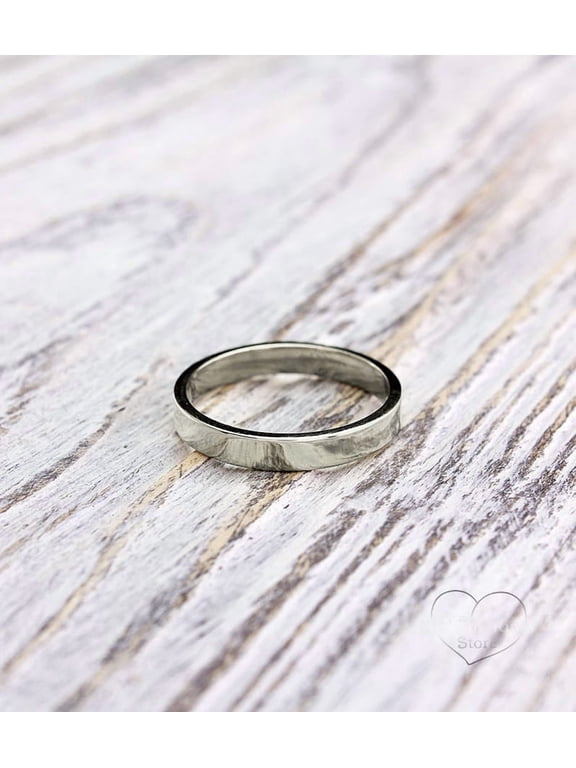 3mm Silver Wedding Band, Flat Polished Finish Unisex Ring Jewelry