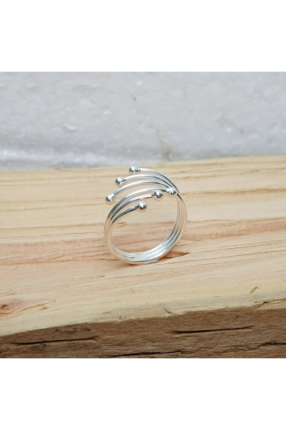 925 Sterling Silver Adjustable Multi-Strand Wrap Ring – Handmade Boho Statement Ring for Women – Unique Layered Band Gift