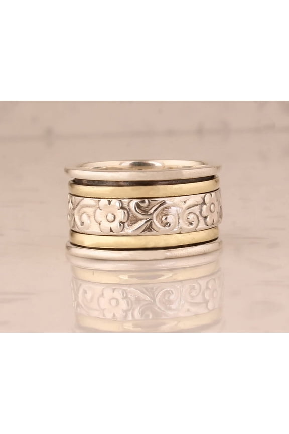 925 Sterling Silver Anxiety Spinner Ring – Handmade Fidget Band for Men & Women, Stress Relief Meditation Ring, Mother’s Day Gift Idea