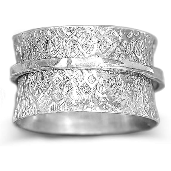 LD DESIGNS 925 Sterling Silver Spinner Ring for Women Hammered Fidget ...