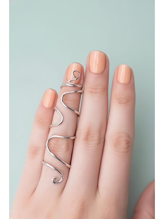 Adjustable Arthritis Ring Silver Spiral Band Ring, Artisan Open Loop Fashion Jewelry for Women Everyday Wear