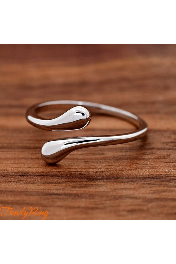 Adjustable Bypass Style Sterling Silver Thumb Ring – Solid 925 Silver Wraparound Midi Ring for Women with Round Ends