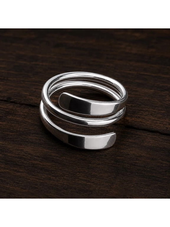 Adjustable Coil Ring, Open Wrap Spiral Band, Minimalist Stackable Fashion Accessory For Women Everyday Wear