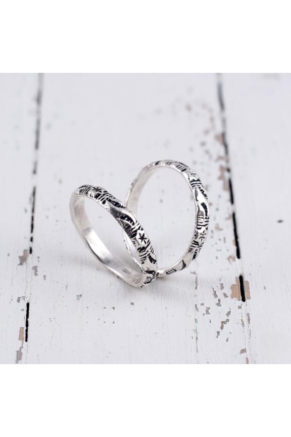 Adjustable Hinged Silver Band Ring Boho Spinner Style For Everyday