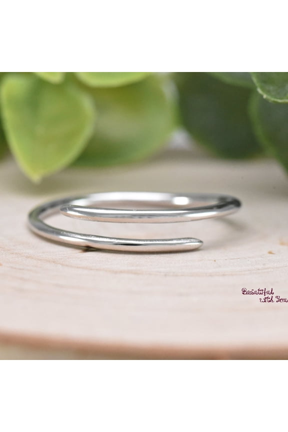 - Adjustable Midi Ring Stackable Silver Ring with Wraparound Thumb Design | Comfortable Durable Silver Jewelry