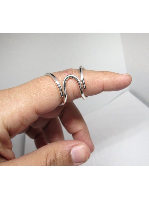 Adjustable Open Band Ring, Silver Minimal U Shaped Geometric Made To Order Polished Finish Everyday Wear