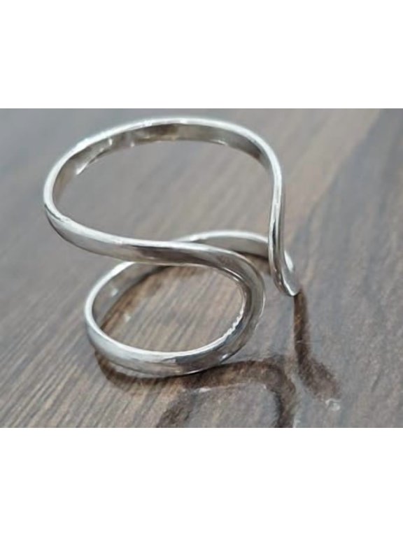 Adjustable Silver Ring, Boho Artisan Hammered Open Wrap Band, Textured Stackable Statement Jewelry For Women