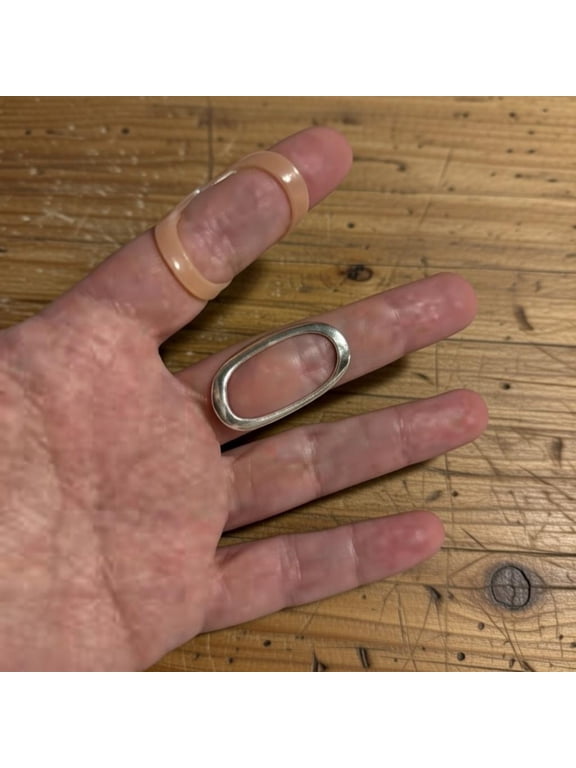 Adjustable Silver Ring, Polished Oval Top, Open Band, Low Profile, Minimalist Stackable Jewelry, Everyday Wear