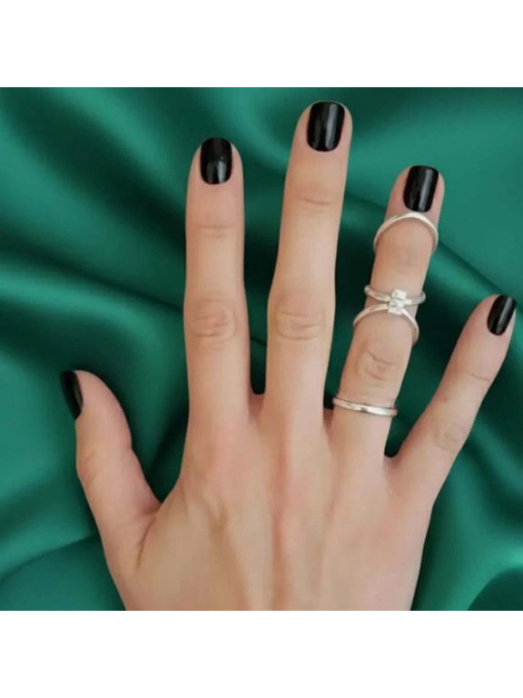 Adjustable Silver Rings Handmade Open Band Set, Minimalist Fashion Jewelry for Women Everyday Wear