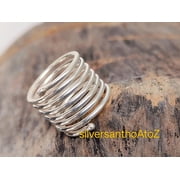 LD DESIGNS Adjustable Spiral Ring Recycled Silver Open Coil Thumb Ring Unisex Handmade Polished Fidget Jewelry Style